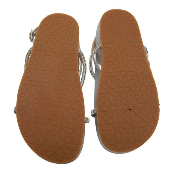 Jewel Badgley Mischka Rhinestone Slip On Slides Flat Sandals Silver Size 6 - Picture 8 of 8